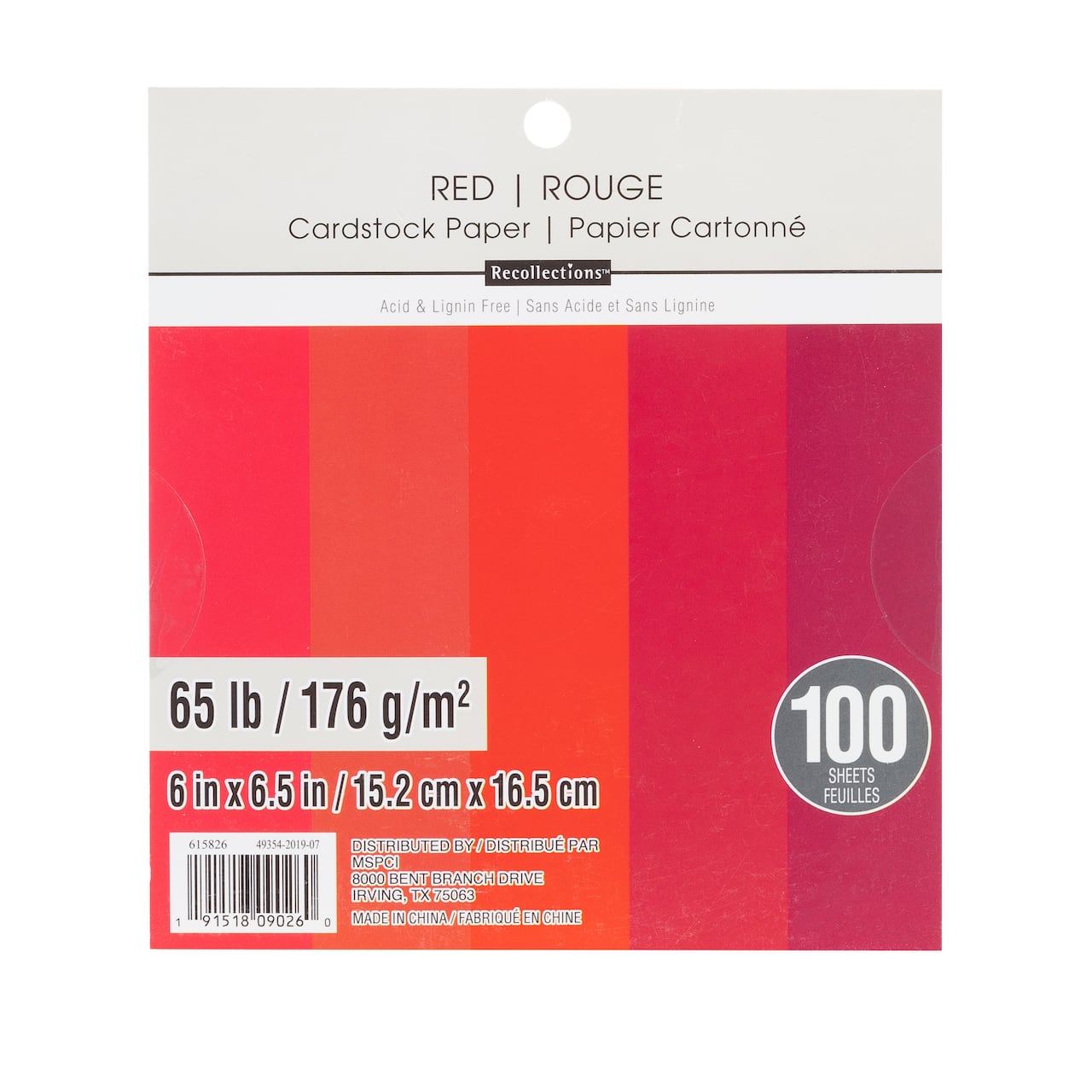 Red 6&#x22; x 6.5&#x22; Cardstock Paper by Recollections&#x2122;, 100 Sheets
